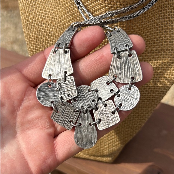 Chico's Silver-Tone Statement Necklace with Amber Accents - Picture 5 of 6